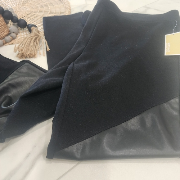 [MICHAEL MICHAEL KORS] NWT CUTEST EVER: BLACK W/ LEATHER PATCH WOMEN'S  LEGGINGS - Picture 6 of 13